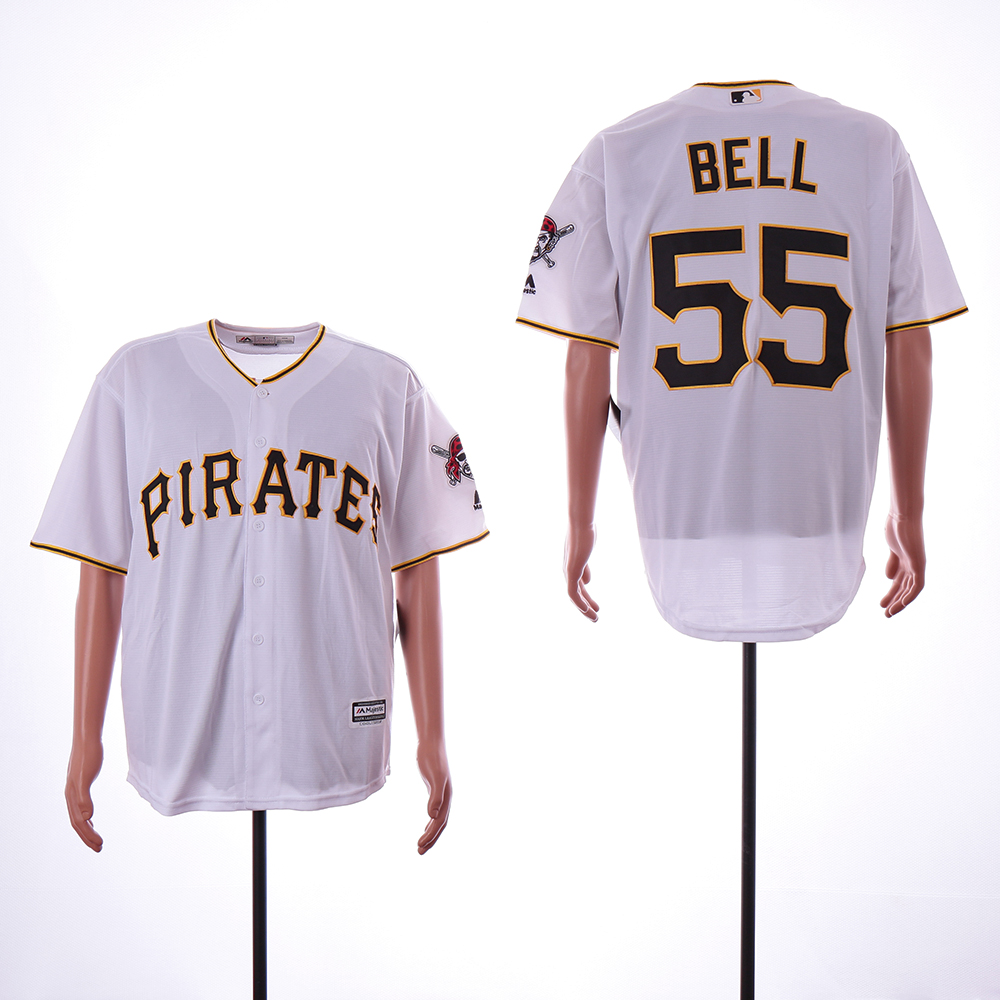 Men Pittsburgh Pirates 55 Bell White Game MLB Jerseys